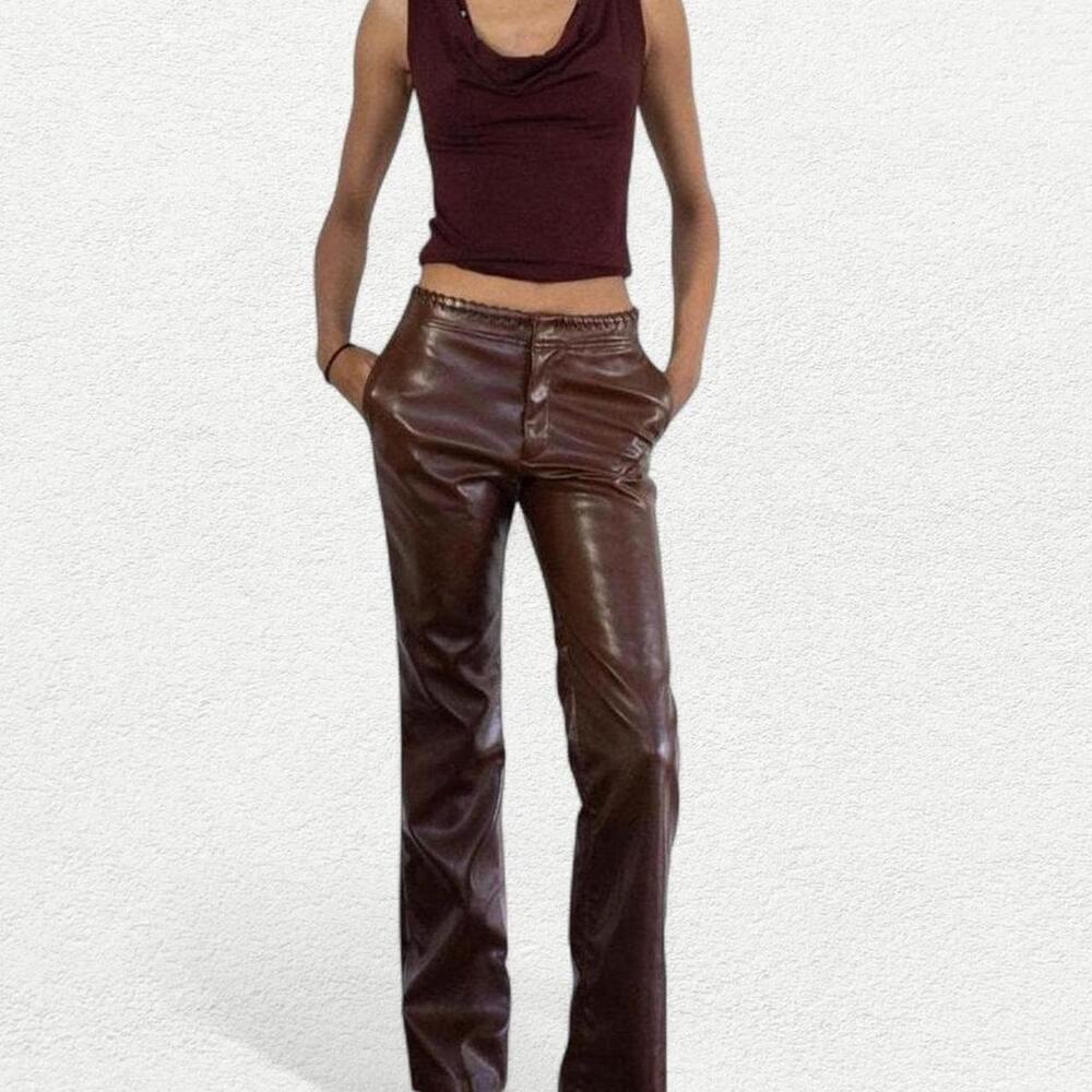 House of CB Adara Pants in Chocolate Vegan Leather